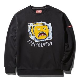 chenille smiley crew neck pullover black sprayground ice cube